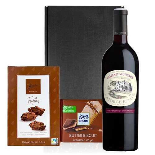 La Forge Cabernet Sauvignon 75cl Red Wine and Chocolates Gift Box | Luxury Gift Set with Truffles & Ritter